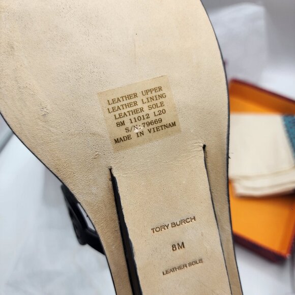 NEW Tory Burch Tiny Miller Leather Thong Sandal Perfect Black Size 8 #79669 - Picture 9 of 9